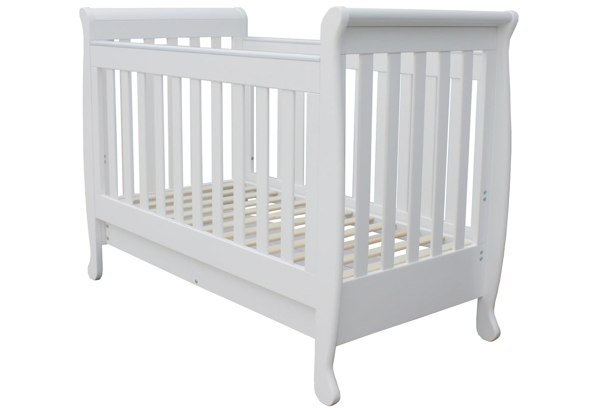 Cloud 9 5-in-1 Sleigh Cot with Mattress - White - product view