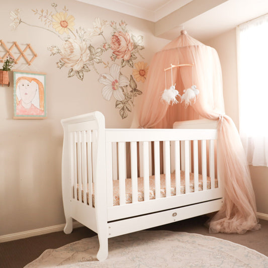 5-in-1 Sleigh Cot with low mattress base