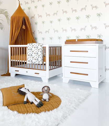 Two Tone Cot 3 Drawer Dresser Essential Nursery Bundle