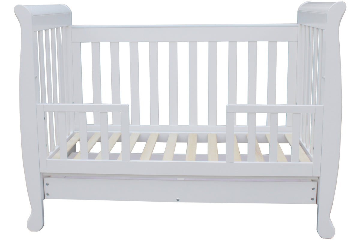 Cloud 9 5-in-1 Sleigh Cot with Mattress - White - additional view