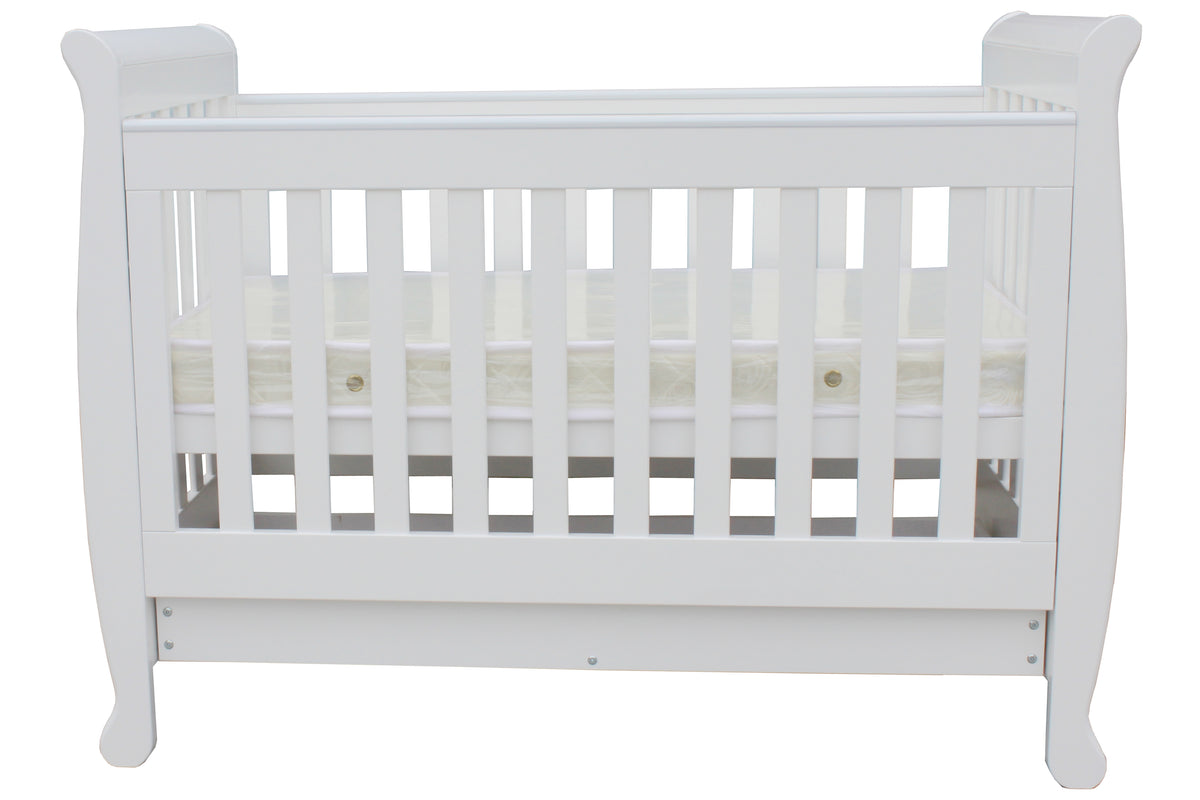 Cloud 9 5-in-1 Sleigh Cot with Mattress - White - furniture view
