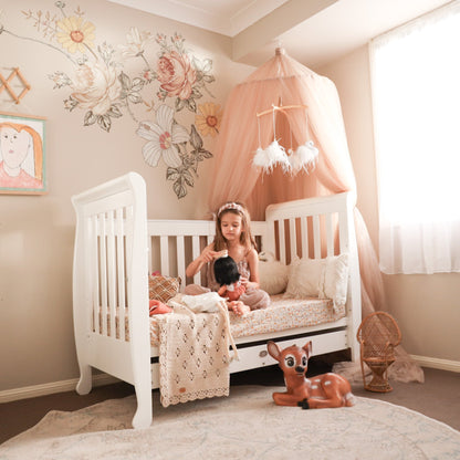 5-in-1 Sleigh Cot, Mattress & 4 Drawer Tallboy Nursery Bundle