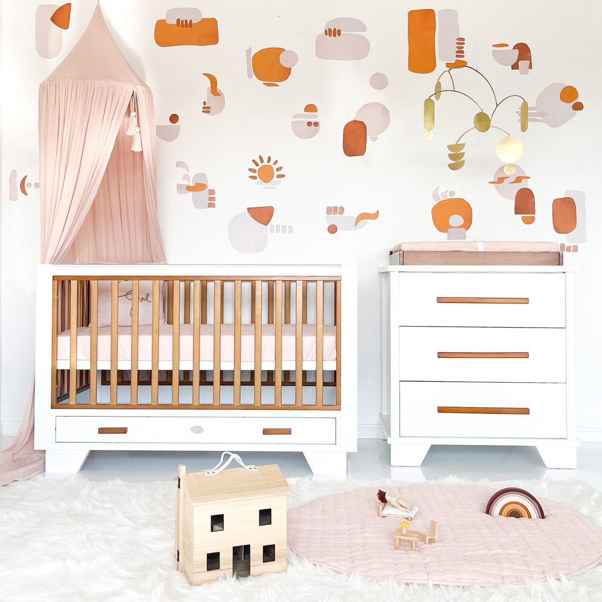 Two Tone Cot 3 Drawer Dresser Essential Nursery Bundle