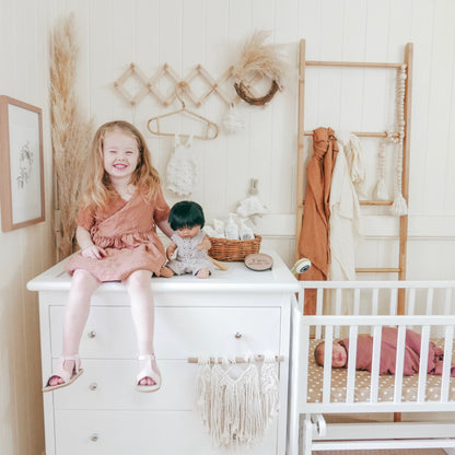 5-in-1 Sleigh Cot, Mattress & 4 Drawer Tallboy Nursery Bundle