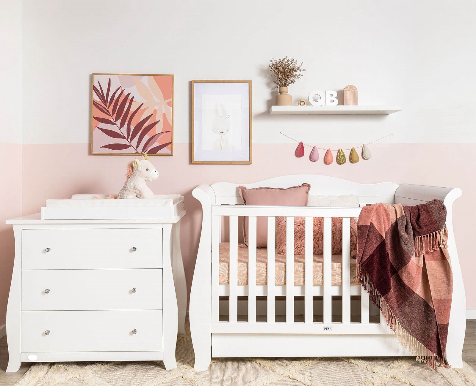 5 in 1 Sleigh Cot White