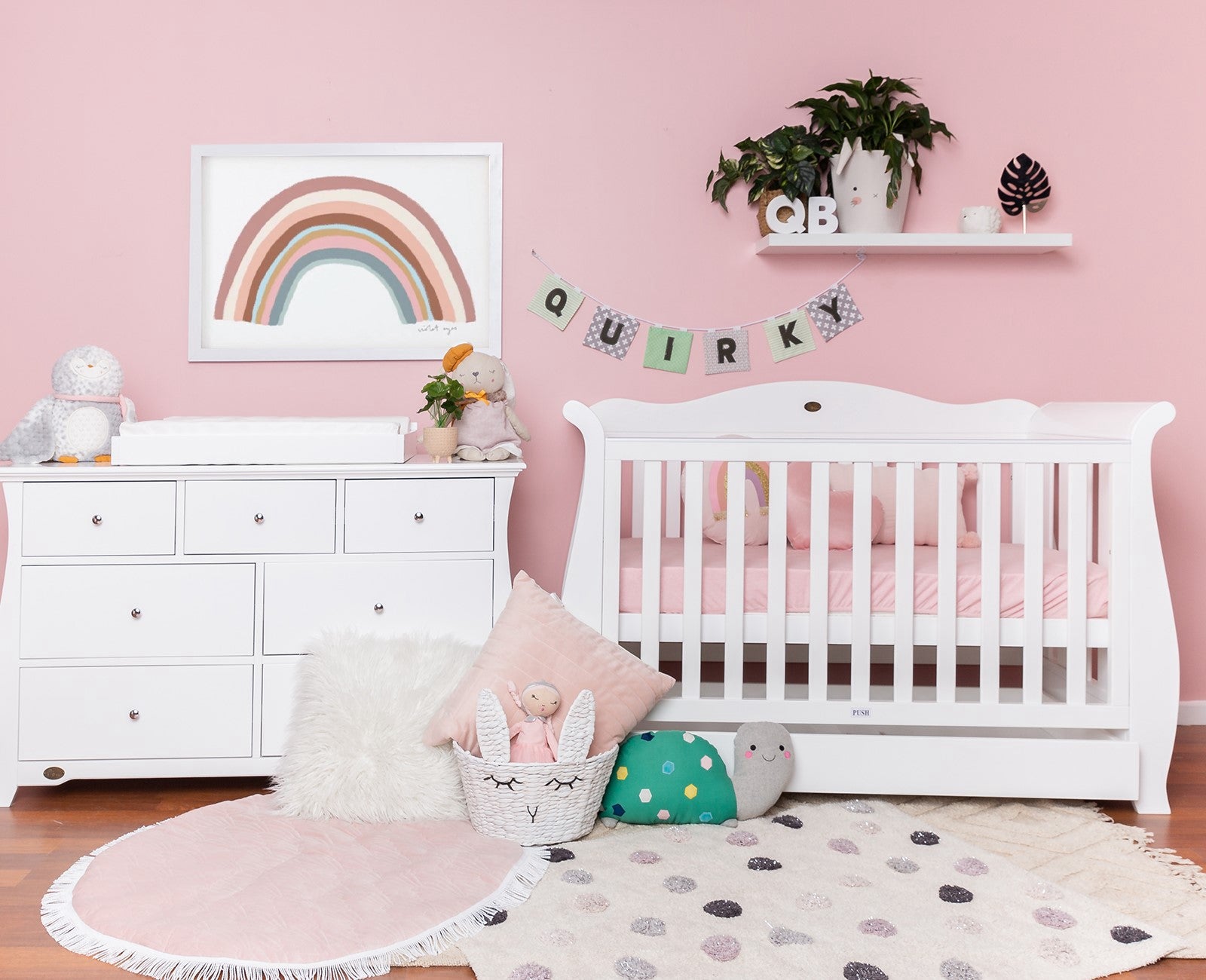 5 in 1 Sleigh Cot White