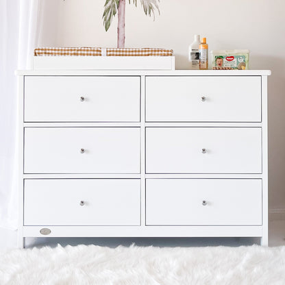 Front view of 6 drawer chest with change mat and timber frame