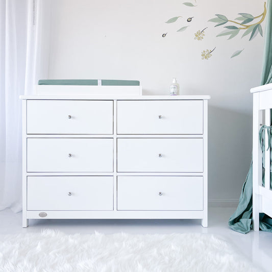 6 drawer chest with change mat and timber frame shown
