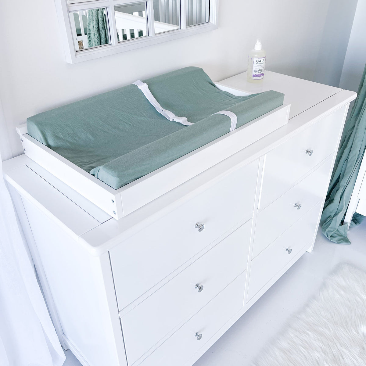 Change mat with safety strap on 6 drawer chest shown