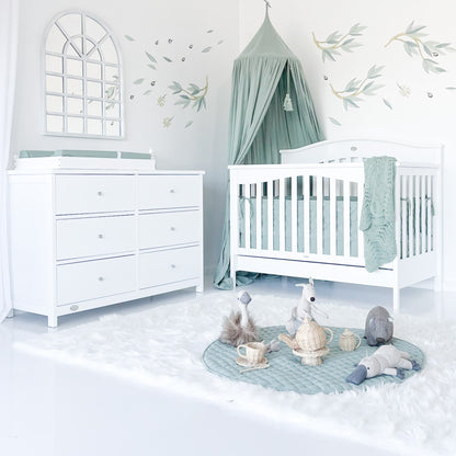 Heritage cot set with 6 drawer chest and change mat