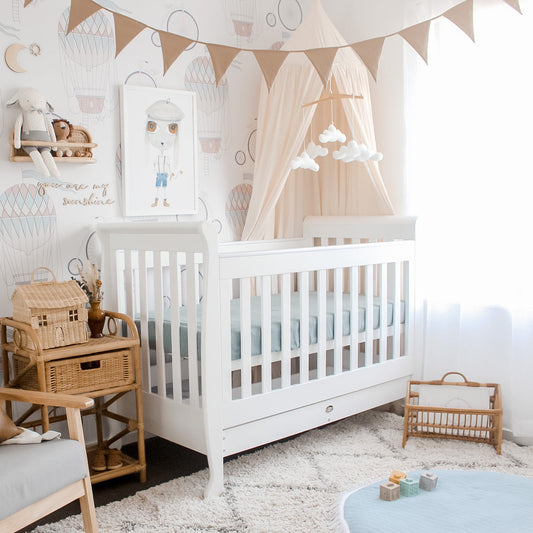 Cloud 9 5-in-1 Sleigh Cot front side view