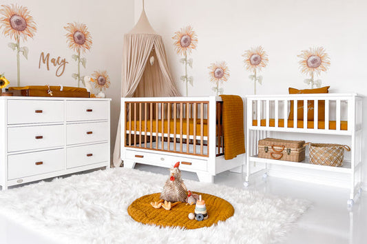 Cloud 9 Two Tone Cot with 6 Drawer Chest and Bedside Bassinet