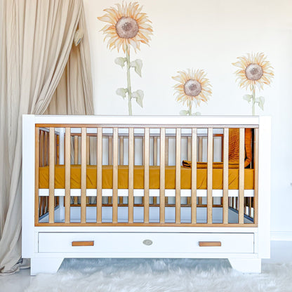 Cloud 9 Two Tone Cot - White and Natural Timber